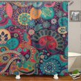 thumbnail image 1 of Mandala Ethnic Decor Shower Curtain Retro Geometric Round Patterns Floral Print Theme Bathroom Set with Hooks,71*71in, 1 of 5
