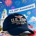thumbnail image 3 of US 250th Anniversary Patriotic Baseball Cap – Vintage Washed Adjustable Hat with American Flag Embroidery – 1776–2026 Commemorative Hat for Men & Women, 3 of 5