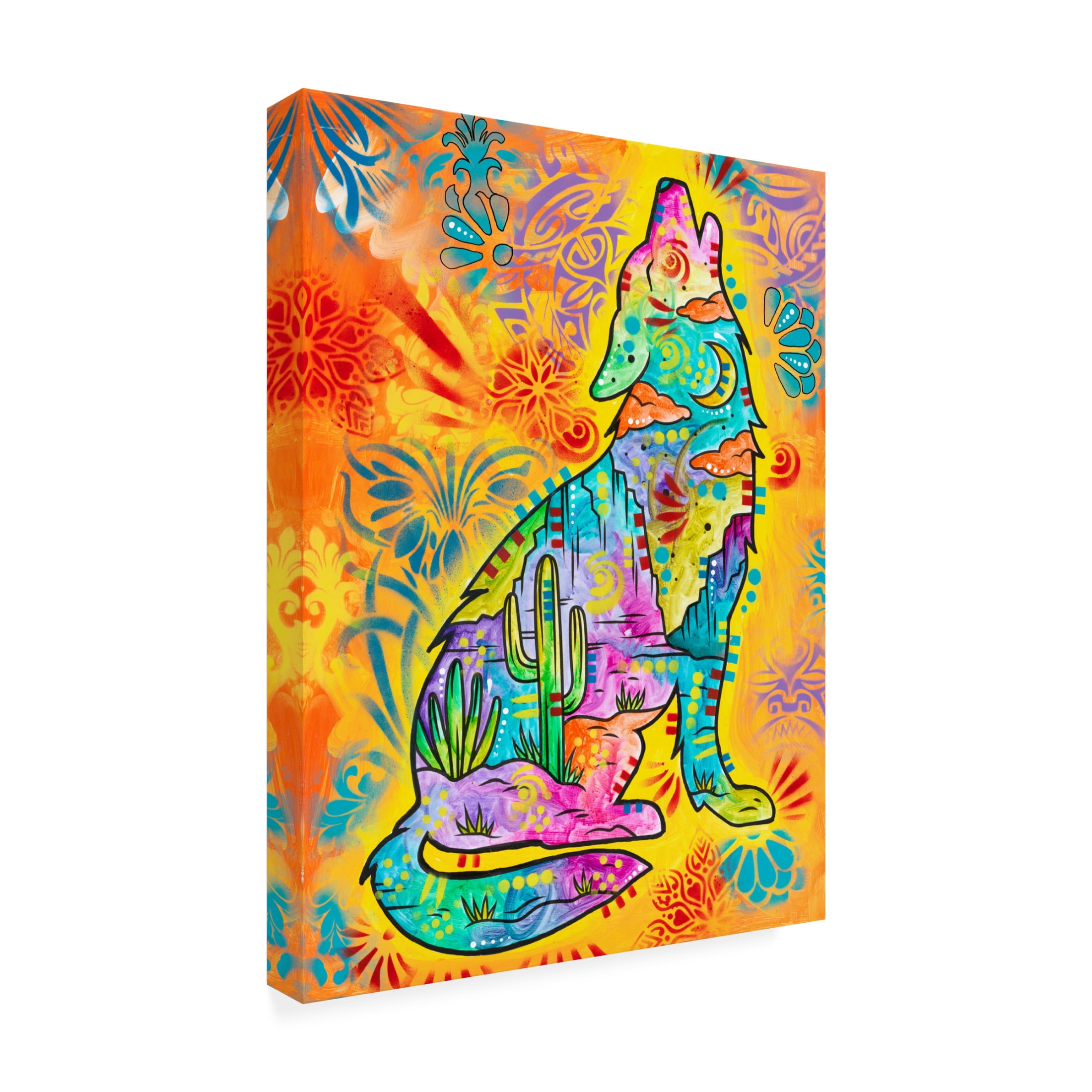 Canvas Wall Art - Dean Russo- Exclusive 'Coyote Howl' Wall Art for Living Room, Bedroom, or Office Décor by Trademark Fine Art - 14 x 19 Inches