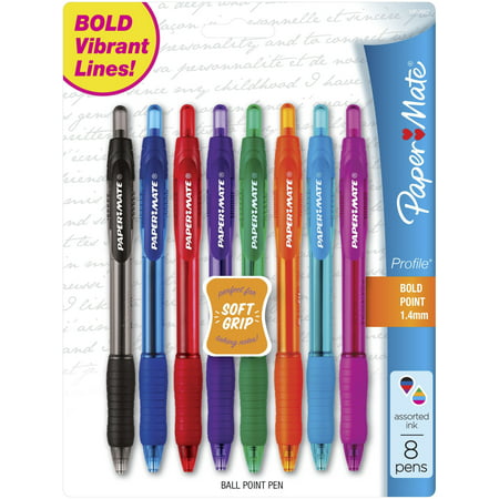 Paper Mate Profile Ballpoint Retractable Pen, Assorted Ink, Bold, (Best Erasable Colored Pens)