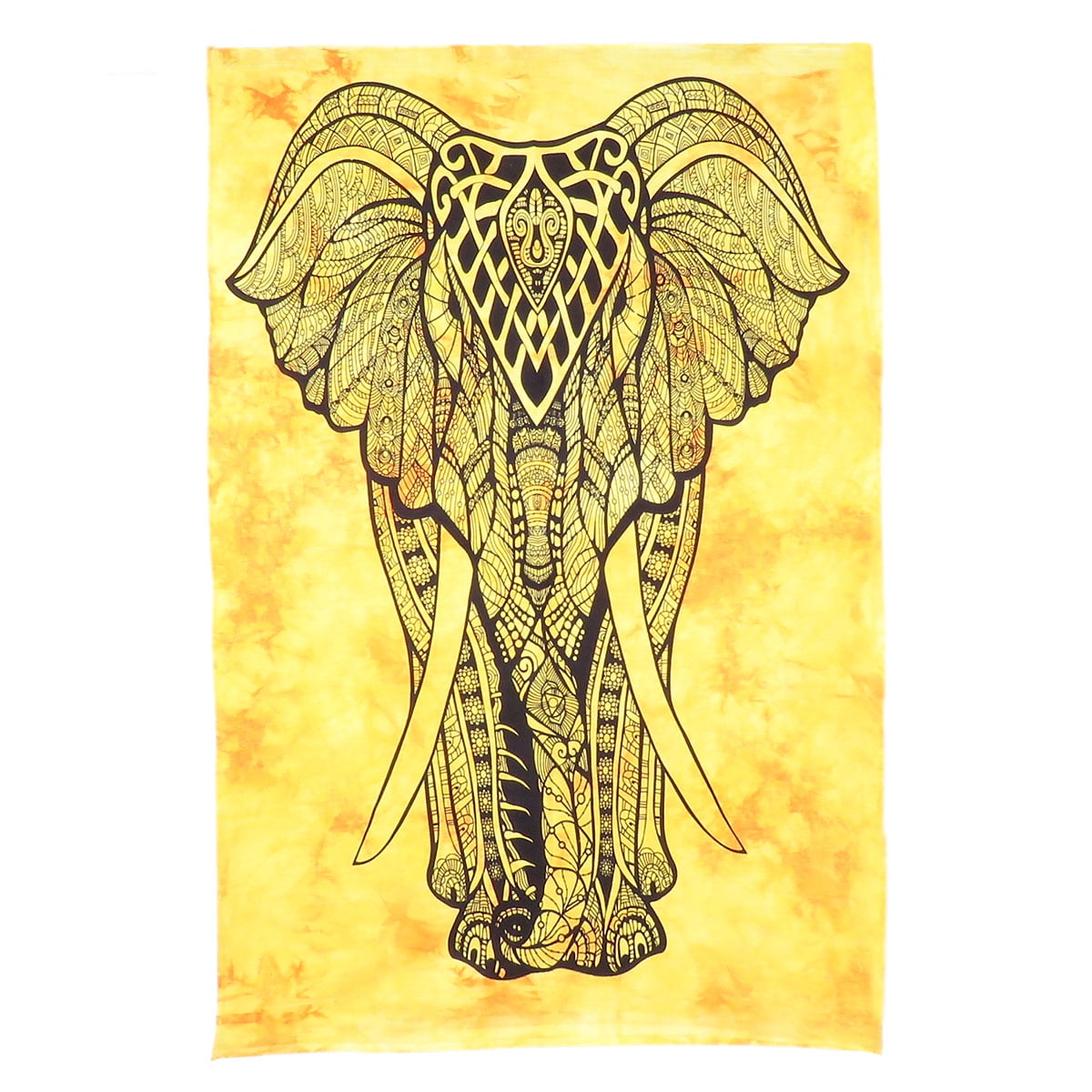 Textile Hippie Table Cloth Yellow Elephant Mandala Cotton Small Tapestry Poster