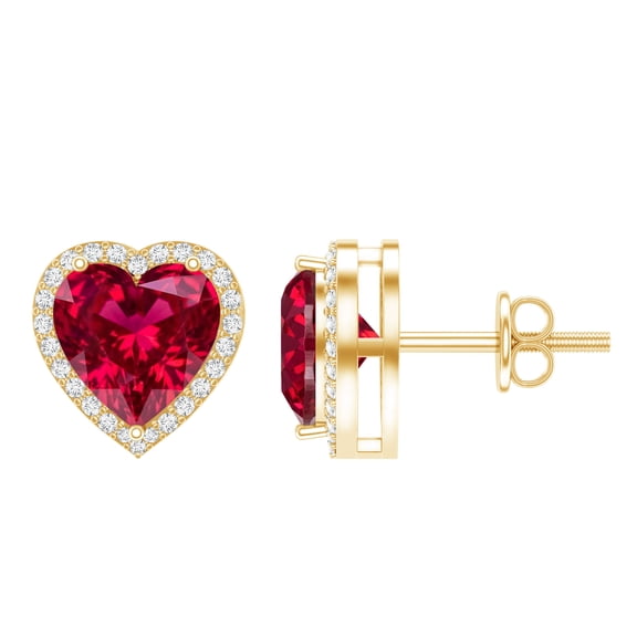 Rosec Jewels Certified 4 Carat Lab Grown Heart Earrings in Silver (AAAA Grade) Vintage Ruby Earrings - Gift for Women