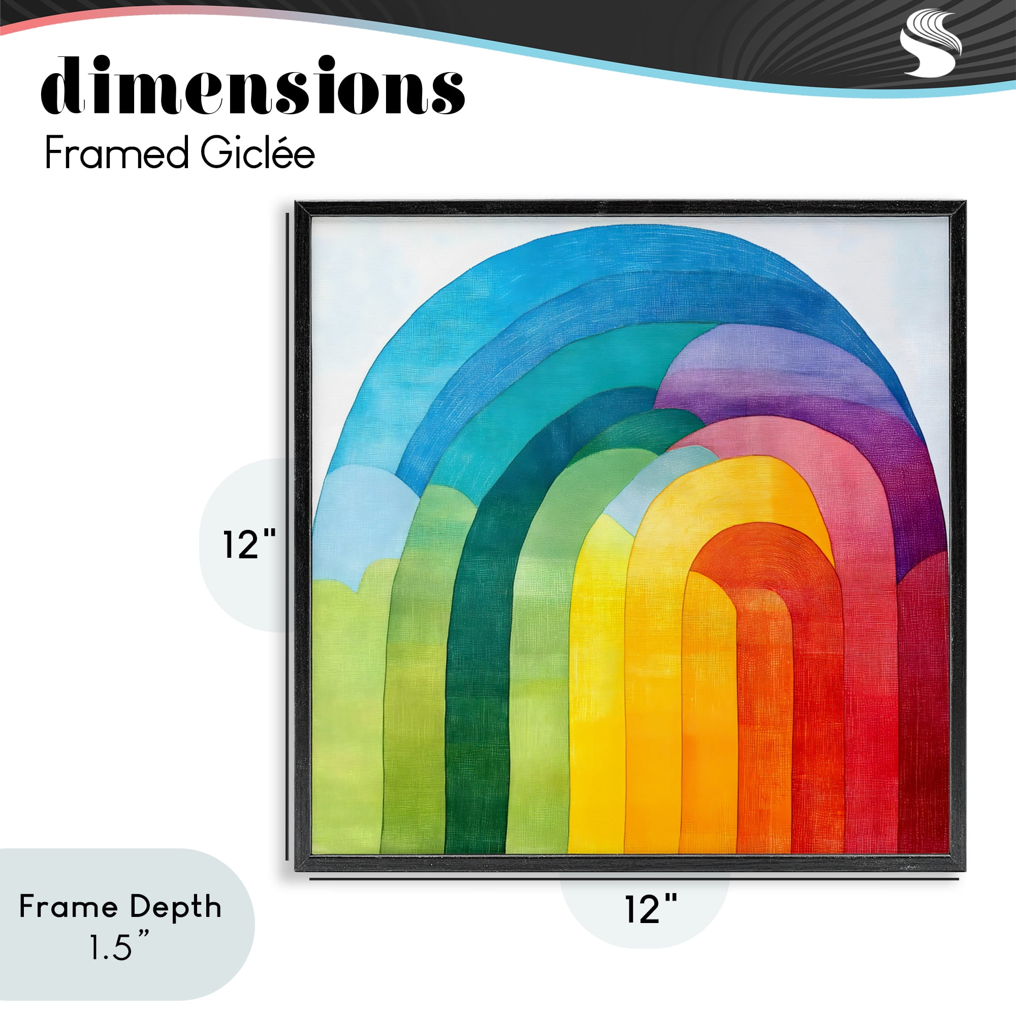 Stupell Industries Vibrant Rainbow Arch Abstraction Black Framed Giclee Art, design by Creative Studio