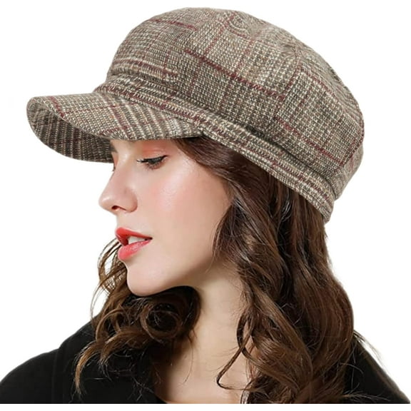 Womens Newsboy Cap, Hat with Visor Cabbie Fiddler Spring Summer Octagonal Paperboy Hat Girls Gift