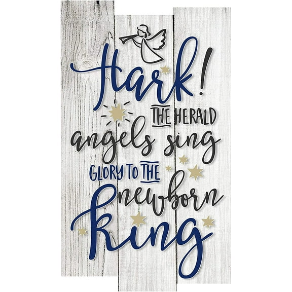 Hark The Herald Angels Sing Rustic Wall Sign 11x18