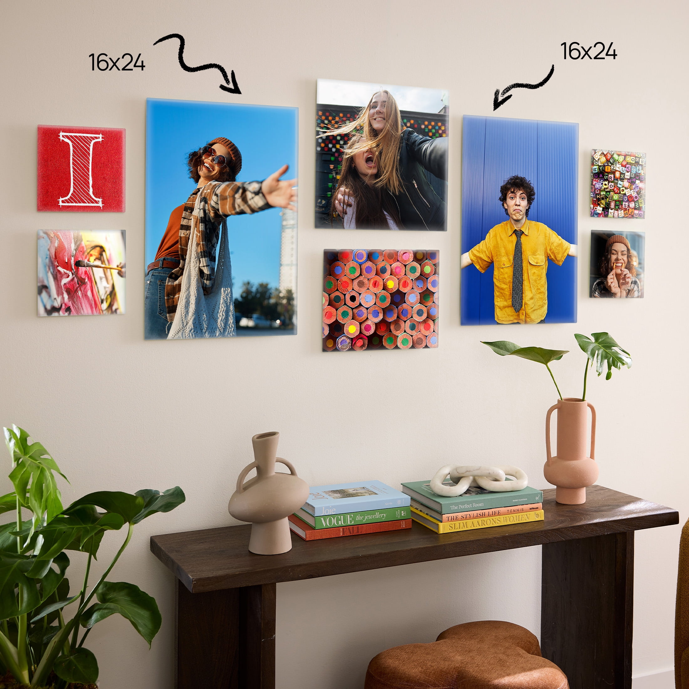 TilePix Glass Premium 16x24 Glass Picture Tile - Customizable Magnetic Photo Tile Picture Frame, Nail-Free Hanging Photo Tile