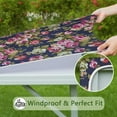 thumbnail image 6 of Square Tablecloth with Elastic Edges 36 * 36 Inch Pioneer Waterproof Navy Floral Print Table Cover Washable Indoor and Outdoor for Party Kitchen Dinner Banquet Patio Picnic, 6 of 6