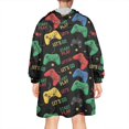 thumbnail image 2 of Wearable Oversized Blanket,Colorful Controllers Games Icons Black Pattern Wearable Blanket Hoodie for Adults,Cozy Hooded Blankets with Super Pockets,Super Warm Fuzzy Pullover for Women & Men, 2 of 6