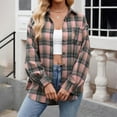 thumbnail image 2 of Xudanell Womens Casual Flannel Plaid Shirts Oversized Lightweight Fall Shirt Coat Long Sleeve Button Blouse Tops (Light Pink,S), 2 of 9