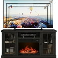 thumbnail image 4 of ONBRILL 59 Inch Fireplace TV Stand, Entertainment Center with 23 Inch Electric Fireplace, TV Table for TVs up to 65 Inches, Media Console Cabinet with Storage and Glass Doors for Living Room, Black, 4 of 18