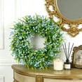 thumbnail image 1 of Corona de tulipanes de primavera 13,7 pulgadas Decoración colgante de puerta de jardín Plástico verde • Puerta principal Pared de patio Decoración festiva interior con corona de primavera, 1 of 8