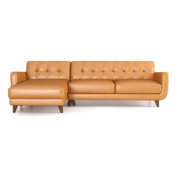 Ashcroft Elva Modern Top Leather Corner Sectional Couch in Brown