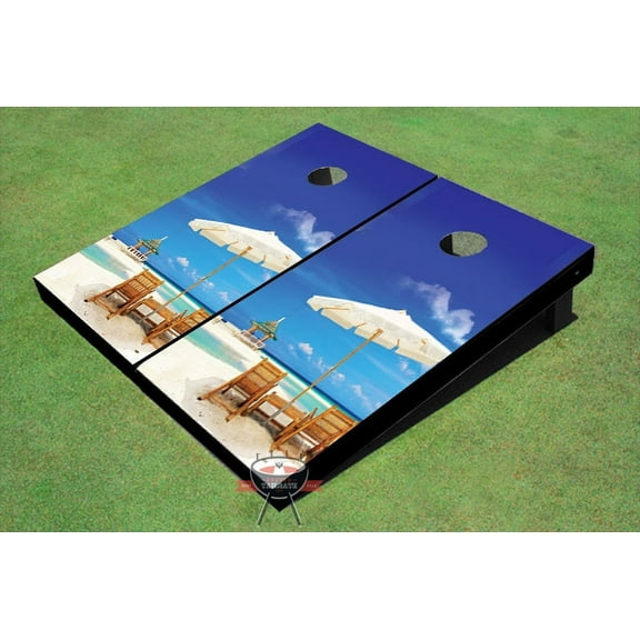 Gazebo Beach Theme Cornhole Boards