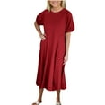 thumbnail image 2 of Ovbmpzd Sun Dresses for Women 2026 Vacation Red Maxi Wedding Guest Dress Short Sleeve Long Dresses Womens Party Dress 3XL, 2 of 6