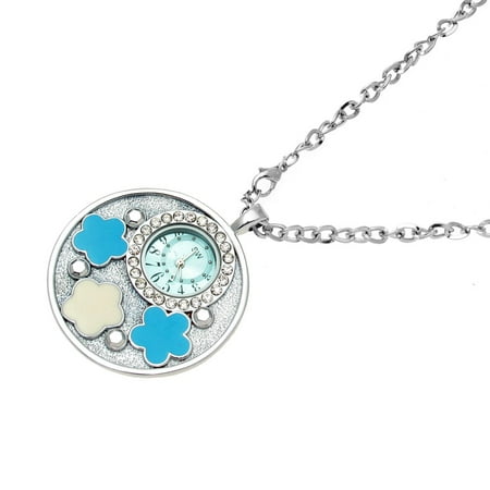Unique Bargains Ladies Arabric Numbers Display Round Pendant Metal Chain Necklace