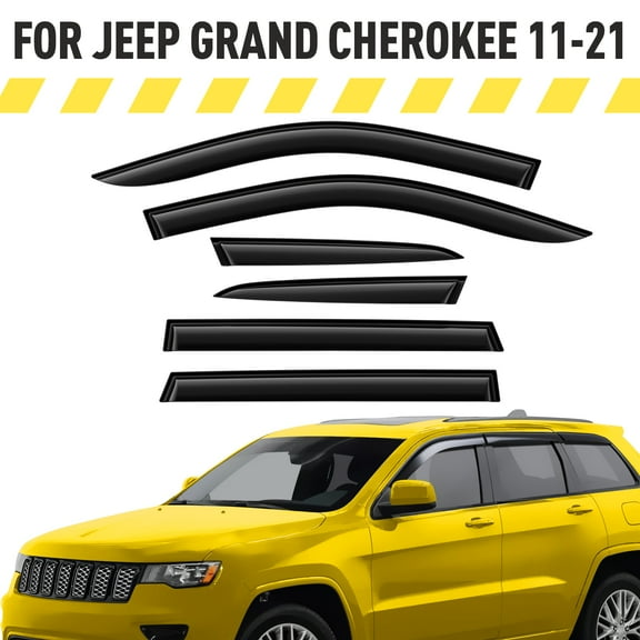 AEROGUYS Tape-On Window Deflectors Extra Durable Window Visors Rain Guards Fit for Jeep Grand Cherokee 2011-2021, Sun Visors, Wind Vent Visors, Car Accessories - 6pcs. AG0531