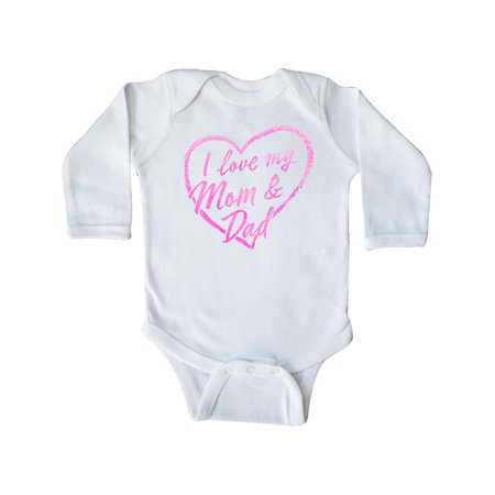 

Inktastic I Love My Mom and Dad in Pink Chalk Heart Gift Baby Boy or Baby Girl Long Sleeve Bodysuit