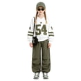 thumbnail image 4 of Hudaneo Tween Girls Number Print Long Sleeve Jersey and Cargo Pants 2 Piece Matching Set, Green 9-10 Years, 4 of 6