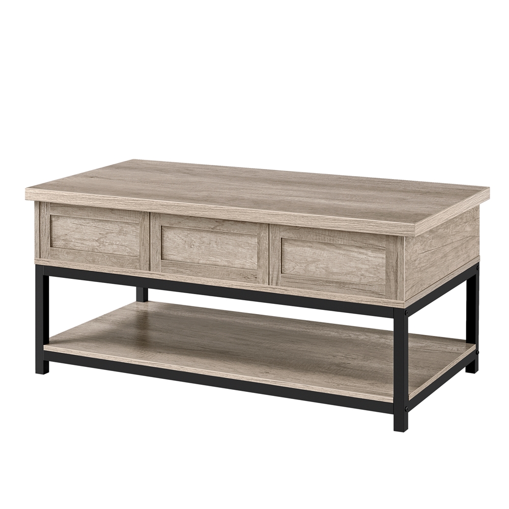Alden Design Wooden Lift Top Coffee Table with Storage Shelf, Rustic Gray - image 3 of 14