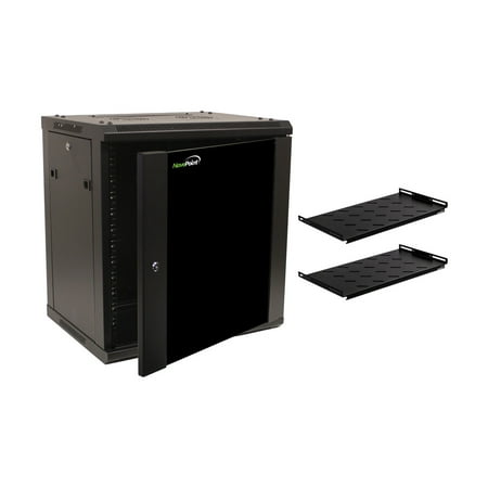 Network Shelf - NavePoint 12U Wall Mount Network Server 19 Inch Cabinet Rack Enclosure Glass Door Lock W/ Shelves