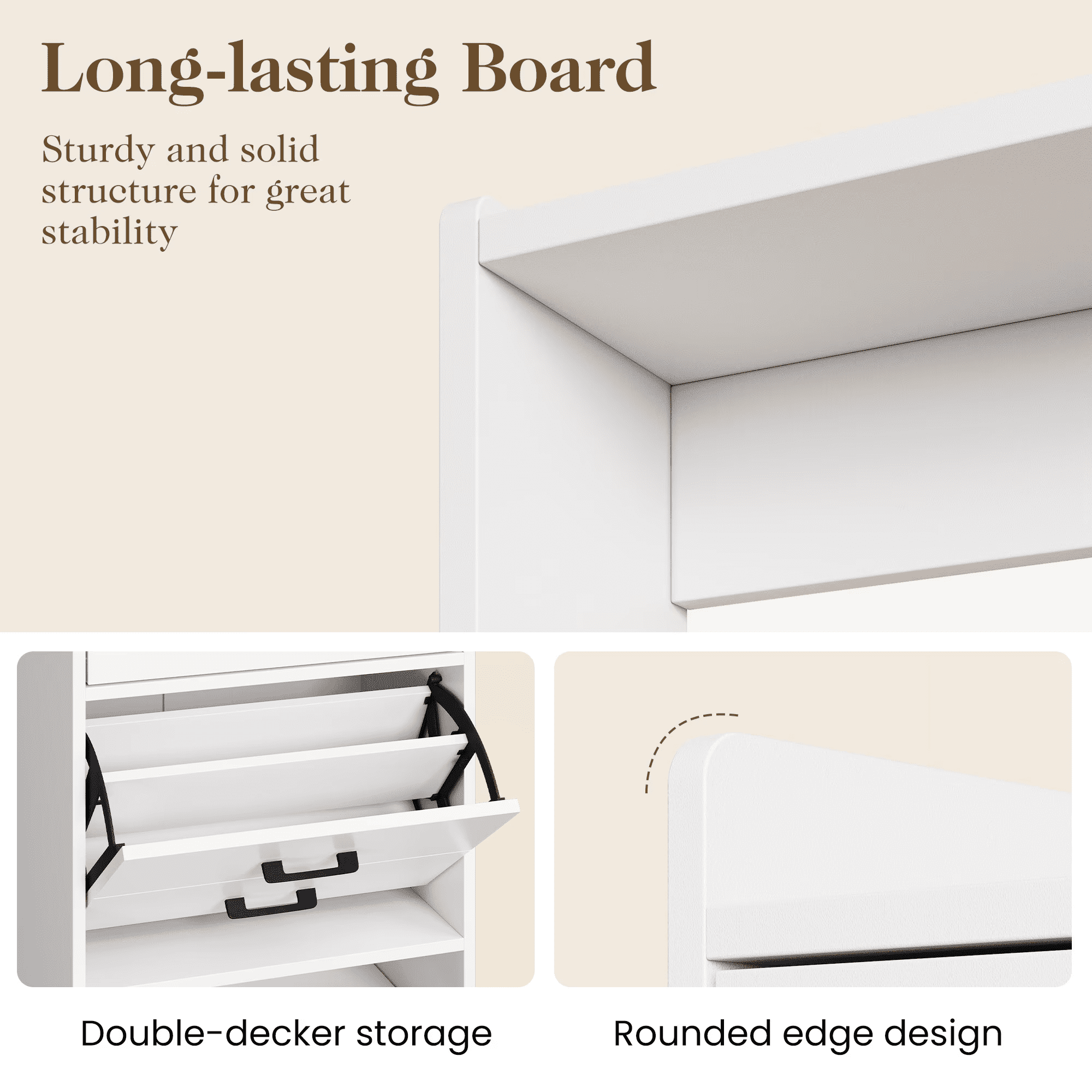5-in-1 Entryway Shoe Cabinet with Flip Drawer & Pegboard, Wood Shoe Storage Organizer with Adjustable Shelves, Anti-Tip Hall Tree for Foyer Bedroom Utility Room