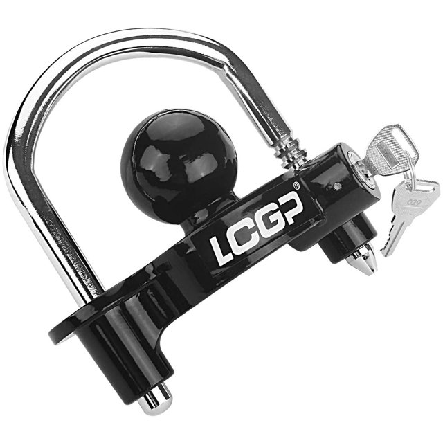 LCGP Black Trailer Hitch Coupler Lock with 2 Keys, Universal Coupler