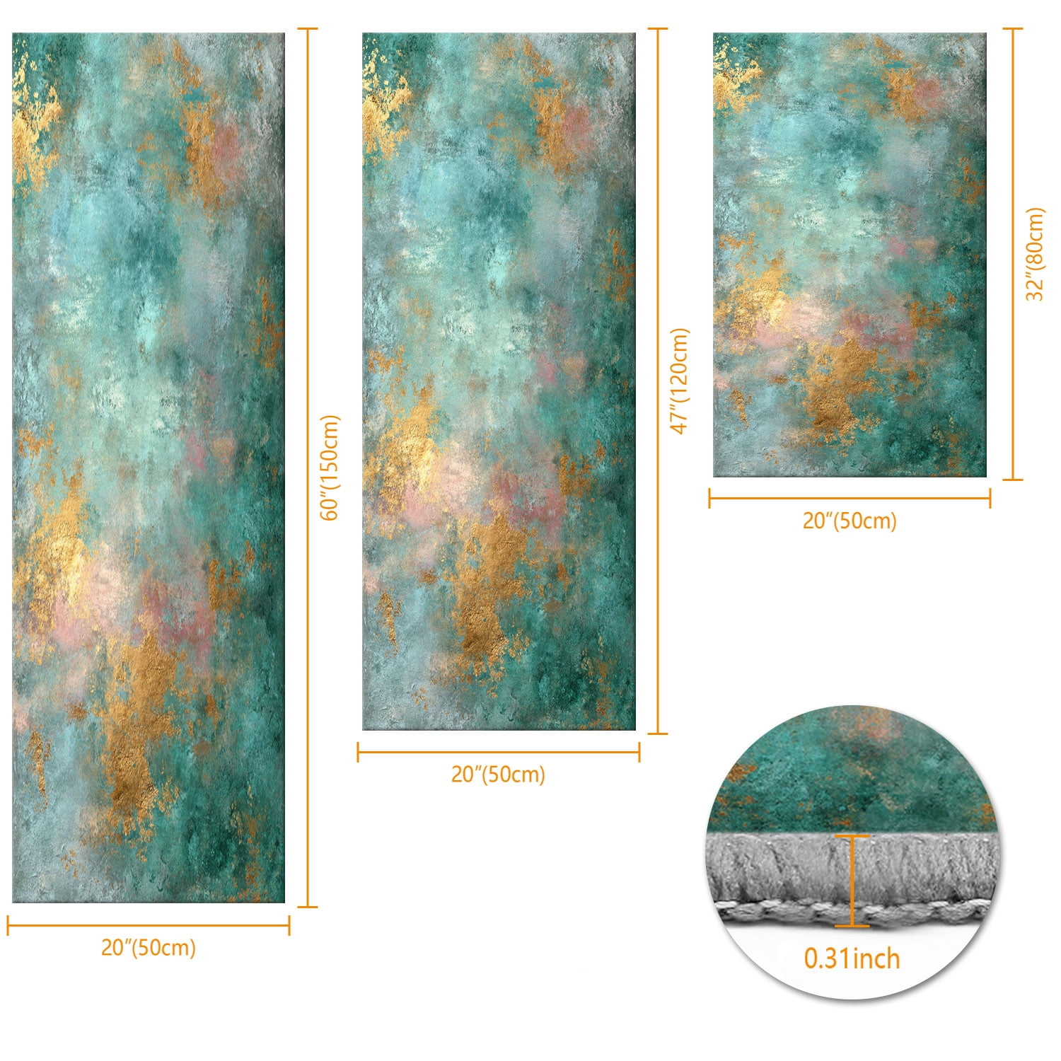 3 Piece Kitchen Rug Set, Non-Slip And Washable, Abstract Pattern Kitchen Hallway Rug, Soft And Comfortable, Suitable For Sinks, Floors, Entrances, Hallways and Bathrooms