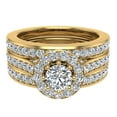 thumbnail image 4 of Halo Wedding Ring Set Round Diamond Ring 8-Prong Enhancer Bands 14K Gold 1.40 Carat (G,SI), 4 of 5