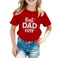 thumbnail image 1 of NINGMENG Hauts et T-Shirts pour Filles Tout-Petits Été Fête des Pères Imprimé Lettre Col Rond Manches Courtes T-Shirts Décontractés Amples Usage Quotidien, Rouge, 3-4 Ans, 1 of 4