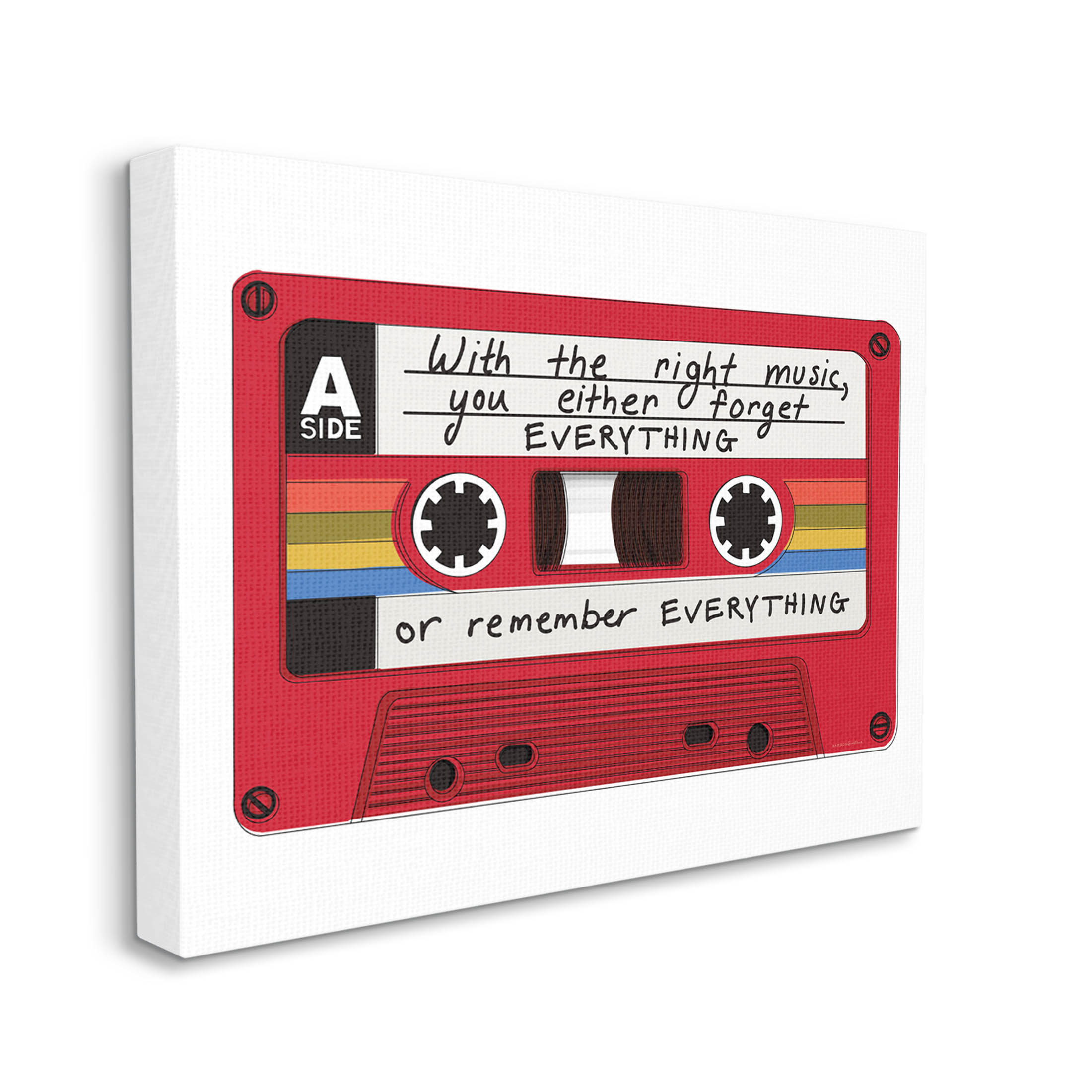 With The Right Music Vintage Cassette Inspirational Graphic Art Gallery Wrapped Canvas Print Wall Art
