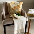 thumbnail image 5 of The HomeCentric Pillow Case Zipper, Ivory Shams, Ribbon Gold Rose Flower Floral Theme Pillow Shams, Pack of 2, 24x24 inch (60x60 cm) Square Silk Pillow Sham, Pillow - Gold N Ivory Blooms, 5 of 10