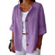 thumbnail image 2 of TaTaai Women's Summer Cardigan Top V-Neck Long Sleeve Linen Cotton Blend Button Front Loose Fit Casual Blouse Gift, 2 of 4