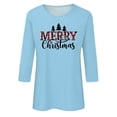 thumbnail image 2 of 3/4 Sleeve Tops for Women 2025 Christmas Spring Winter Crew Neck Casual Tee Shirt Graphic Funny Tshirts (XL, Sky Blue 01), 2 of 5