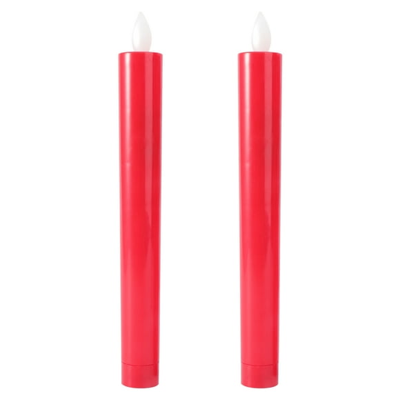 1 Pair Flameless Candle Flickering Smokeless LED Candle for Home Wedding Decoration Without Battery Red