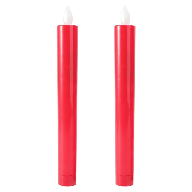 1 Pair Flameless Candle Flickering Smokeless LED Candle for Home Wedding Decoration Without Battery Red