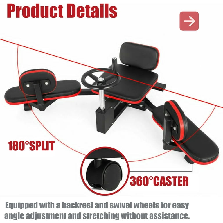 Allunga Gambe Professionale Per Stretching 180° - Attrezzo Per Fitness, Yoga E Danza Con Schienale Imbottito E Cuscini, Portata 100 Kg