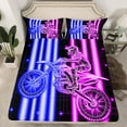 thumbnail image 2 of Feelyou Dirt Bike Full Size Sheets, Cool Motorcyclist Bed Sheets, Motorcycle Sport Sheet Sets, Black Pink Blue Home Decor, 2 of 7