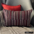 thumbnail image 2 of Funda de almohada lumbar decorativa roja de 30 x 35 cm (12 x 14 pulgadas), almohada rectangular de cuentas de seda, diseño de rayas de estilo moderno - Esplendor Escarlata, 2 of 8