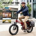 thumbnail image 7 of Hunter Folding Electric Bike for Adults, 20"x 3.0" Fat Tire EBikes, 7-Speed Removable Battery EBicycle, 500W Motor 48V 13.5Ah 28MPH 65Mi Max Range, Red with Free Phone Bag, 7 of 7