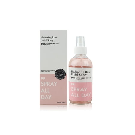 Rose Water Facial Mist Spray (240ml/8 fl.oz) - Hydrating & Moisturizing Toner - Setting Spray to Freshen Skin & Makeup - Glass Bottle - Vegan & Cruelty-Free | No Parabens, Sulfates,