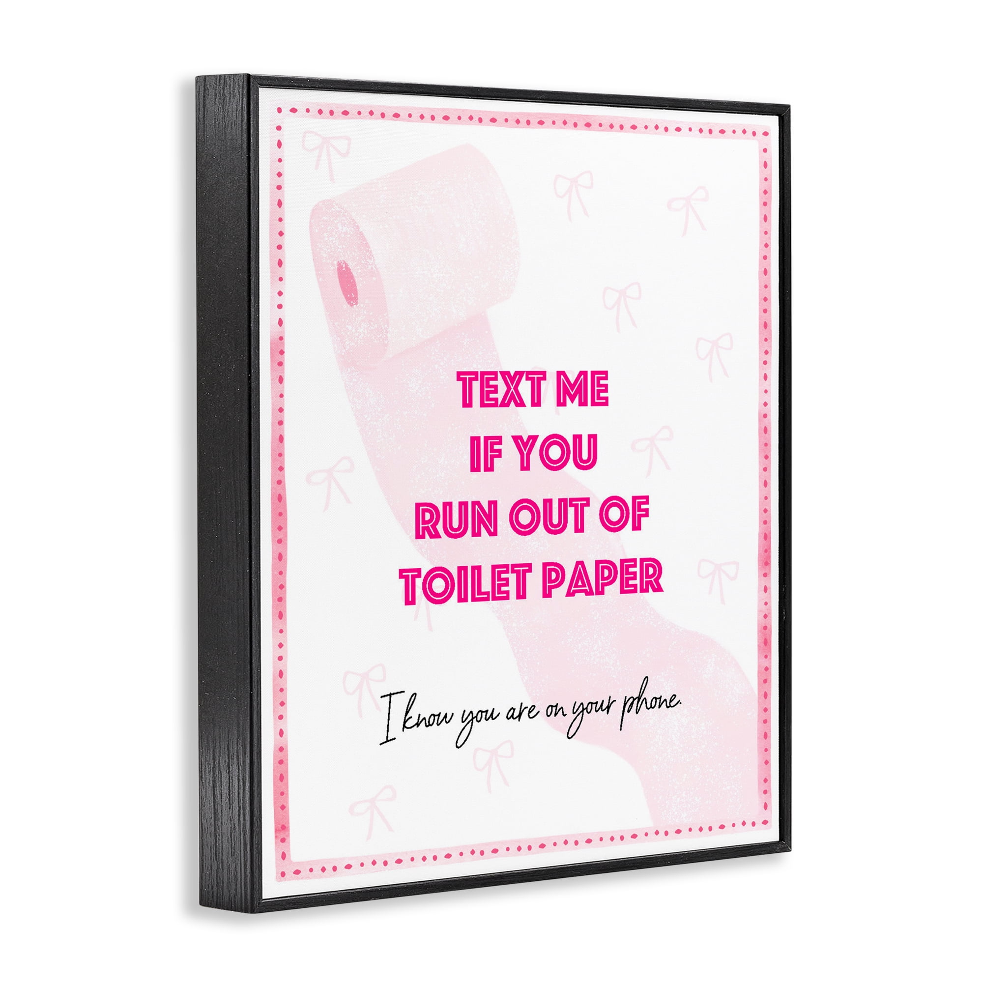 Pink Text for Toilet Paper Black Framed Giclee Art, design by Ziwei Li