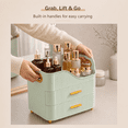 thumbnail image 6 of Countertop Makeup Organizer with Drawers, 3 Tier Cosmetic Storage Box with Beauty Accessories Set, Vanity Bathroom Counter Dresser Skincare Display Case for Lipsticks, Beauty Palettes, Green, 6 of 9