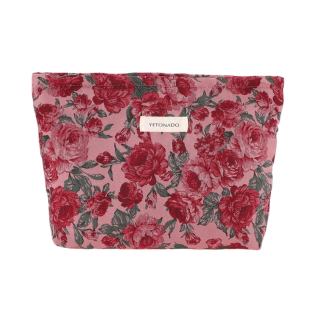 Bolsas de Maquillaje Vintage Rosa 1 Pc Poliéster Rojo Grande