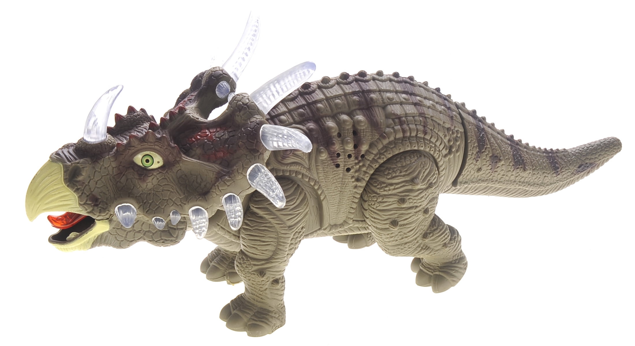 Walking Triceratops Dinosaur Toy With Lights And Sounds Green