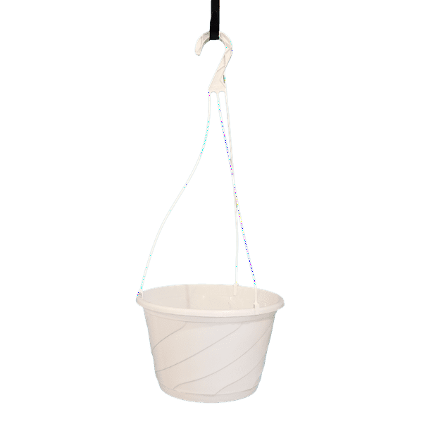 White Contempo Swirl 10" Diameter Plastic Hanging Basket Set of 10