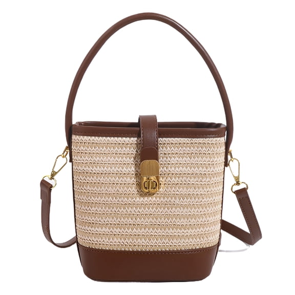 GASTROPOD Straw Beach Bags for Women Rattan Purse Summer Straw Cross-Body Bag Raffia Handbag Purses Shoulder Bag Small Bucket Bag