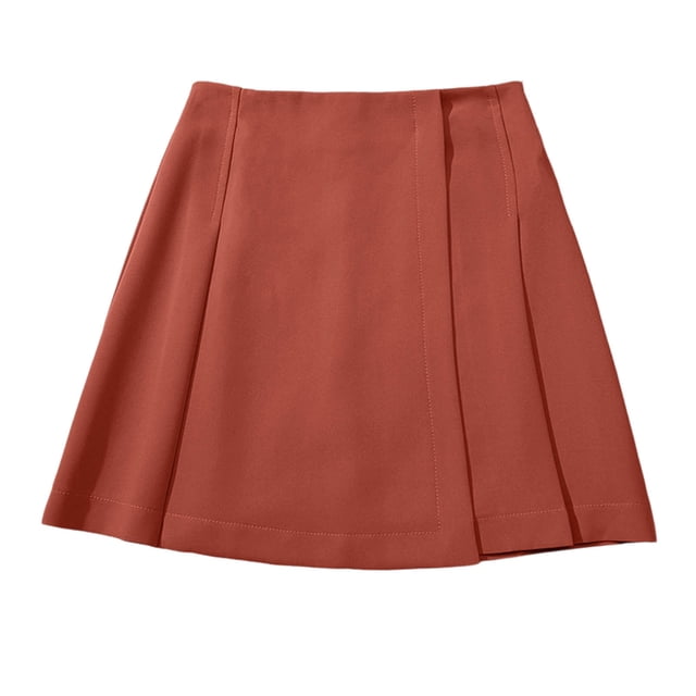 Falda Corta de Verano de la Moda Casual de las Mujeres de Cintura Baja A-Línea Asimétrica Falda Plisada