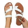 thumbnail image 4 of LOVZFMLL Sandals for Women 2025 Casual Ring Toe Flat Slippers Summer Beach Vacation Outdoor Slip On Flip Flops Thong White 5.5, 4 of 8