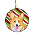 thumbnail image 1 of Corgi Candy Cane Holiday Christmas Ceramic Ornament, 1 of 1