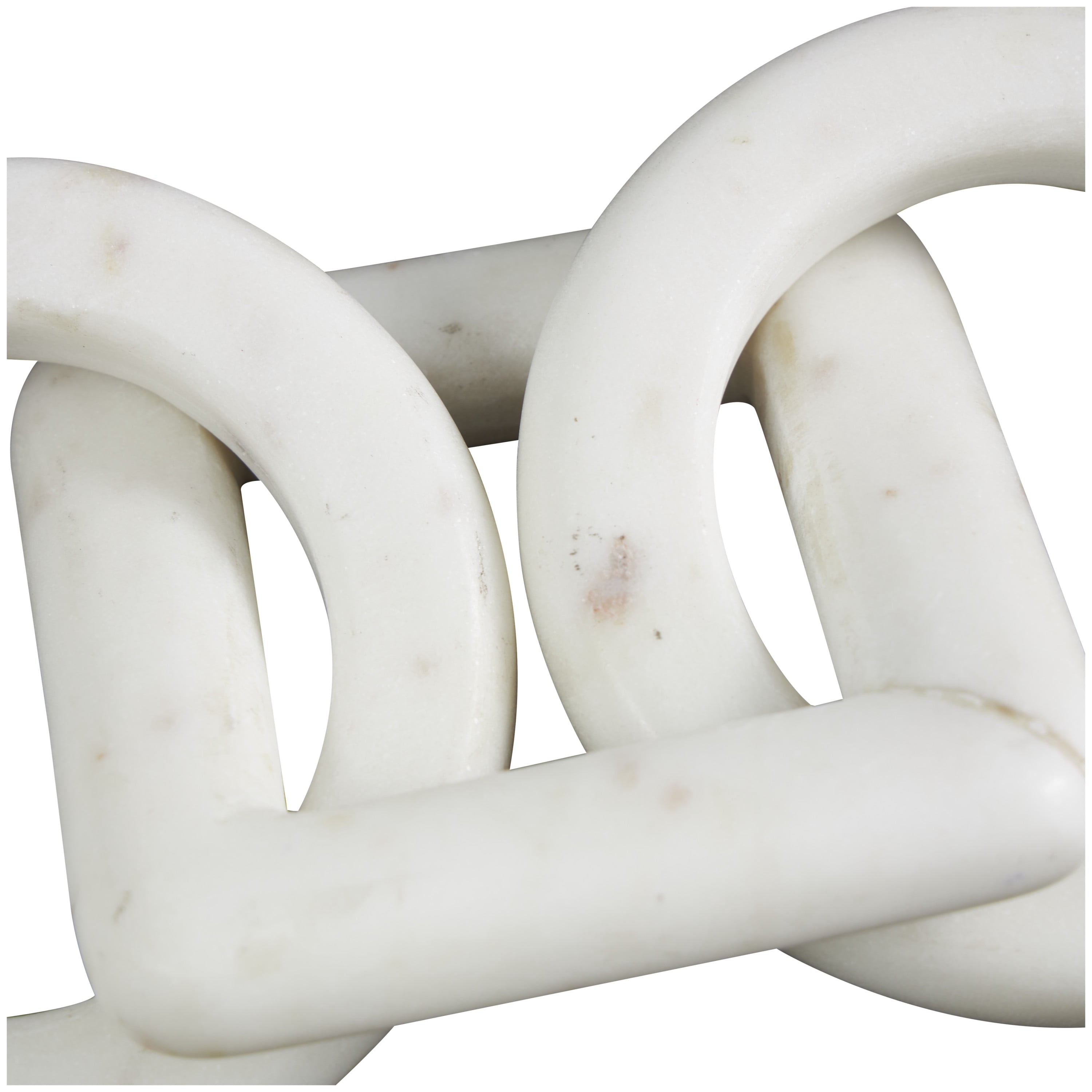 9", 9", 13"W White Marble Geometric 3 Link Chain Sculpture with Various Shapes, by DecMode (3 Count)